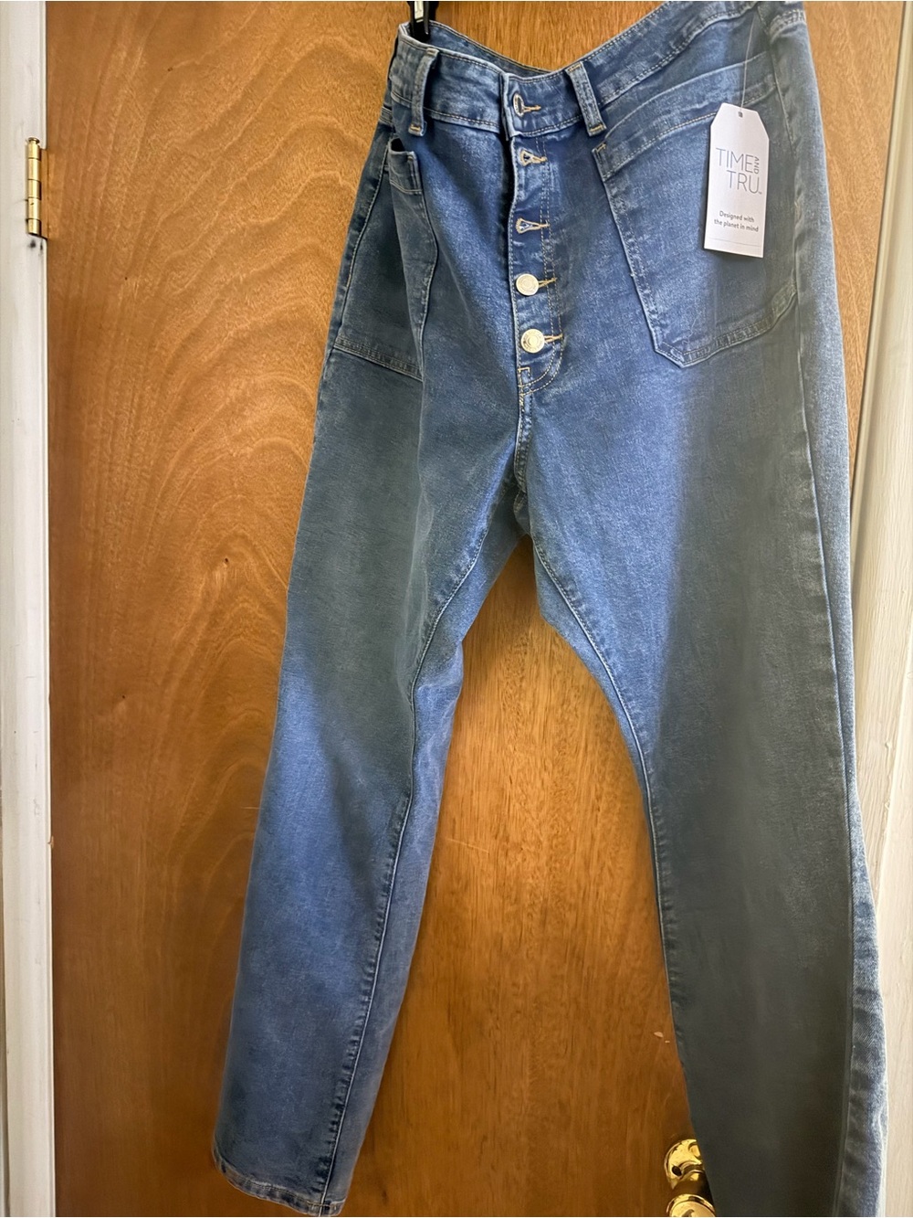 No Boundaries Women's Blue Flare Jeans with Button-Fly